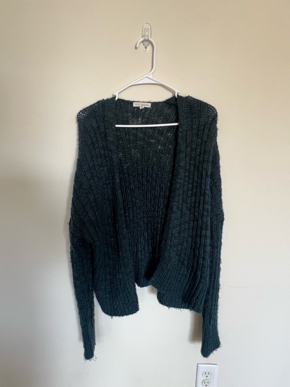 La Hearts Dark Teal Open-Front Ribbed Cardigan